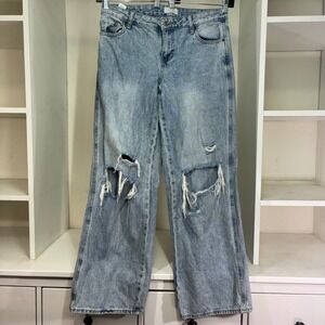 PacSun Casey Low Rise Baggy Distressed Light Wash Jeans Womens 27 Wide Leg 90s